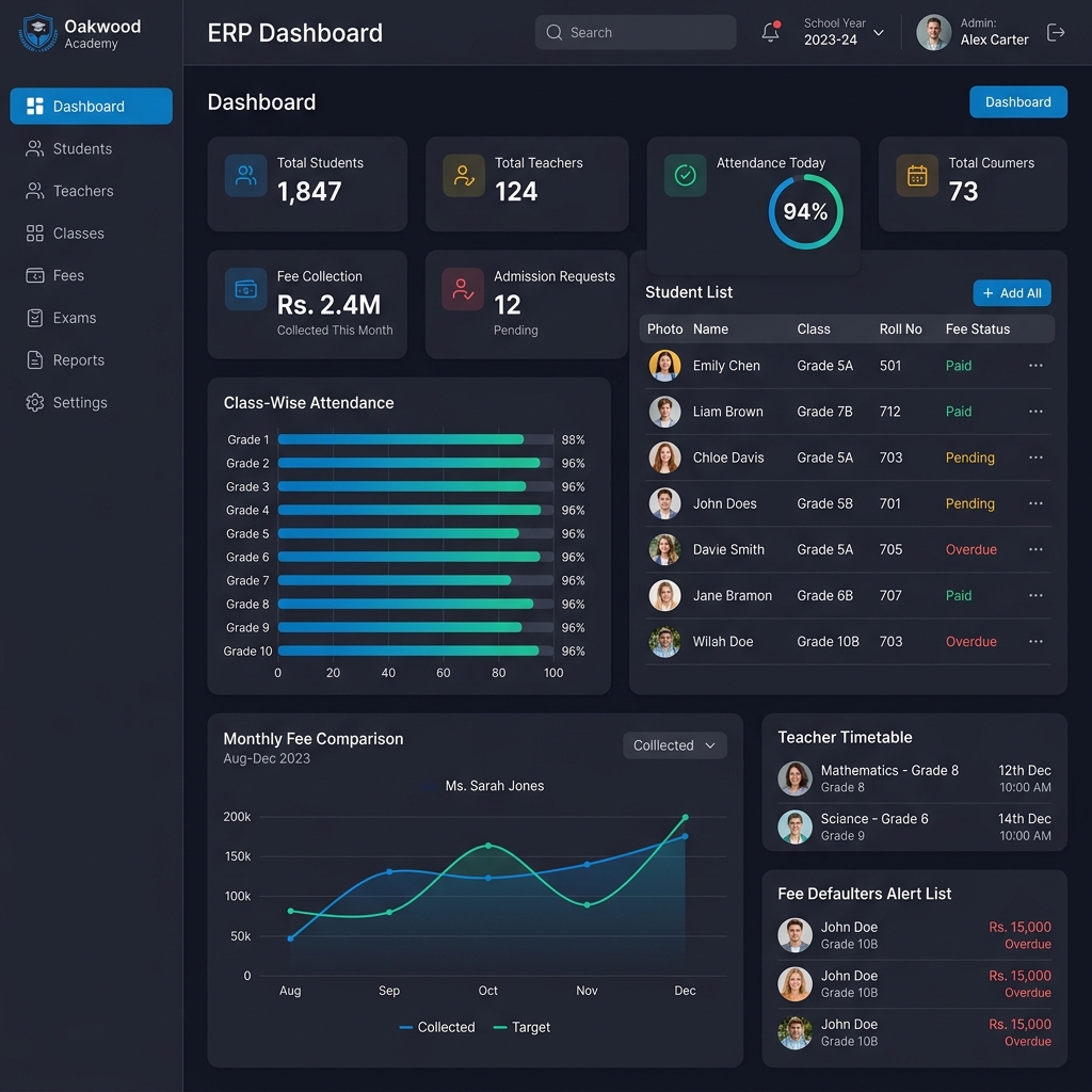 FastPOS School Management ERP Dashboard